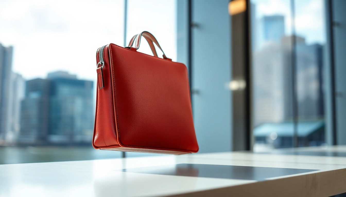 Handytasche Magnetverschluss auf einem eleganten Tisch mit modernem Design und auffälliger Optik.
