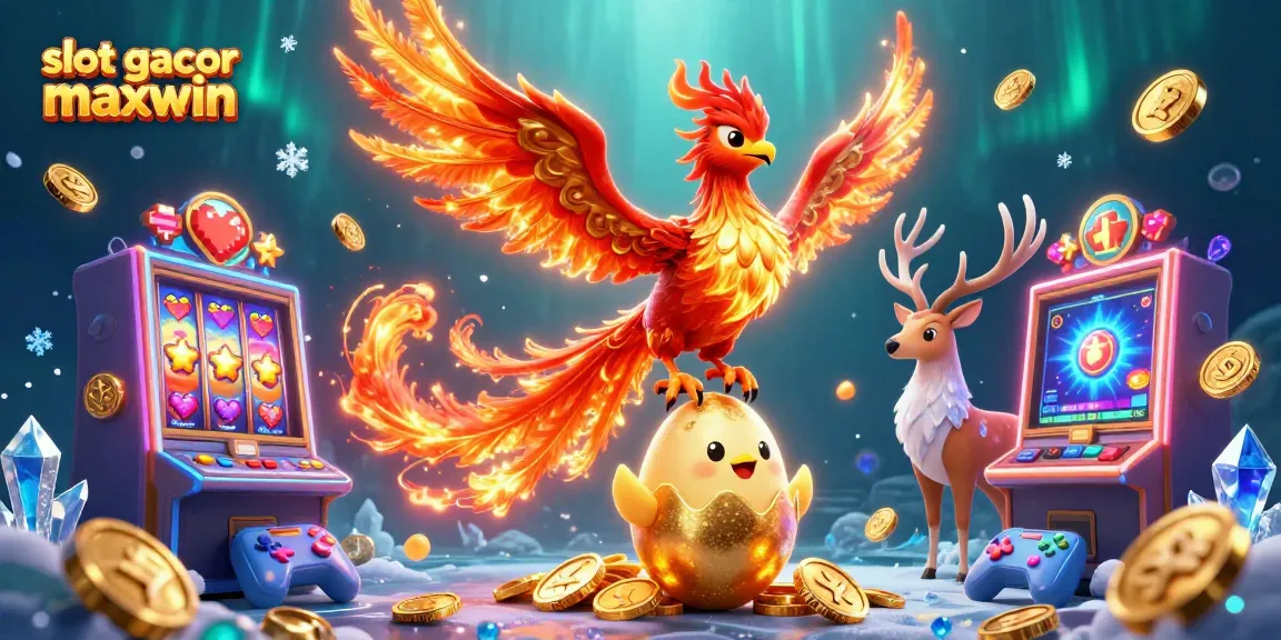 Experience the thrill of slot gacor maxwin with stunning visuals of a phoenix and gaming icons.