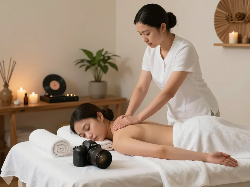 Client receiving a rejuvenating 역삼동마사지 in a tranquil spa with calming decor.