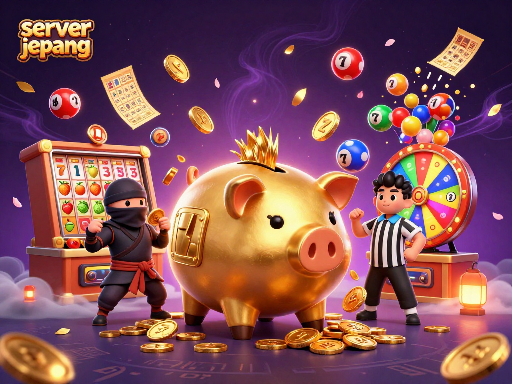 Experience the excitement of server jepang with golden coins, wild characters, and vibrant slot reels