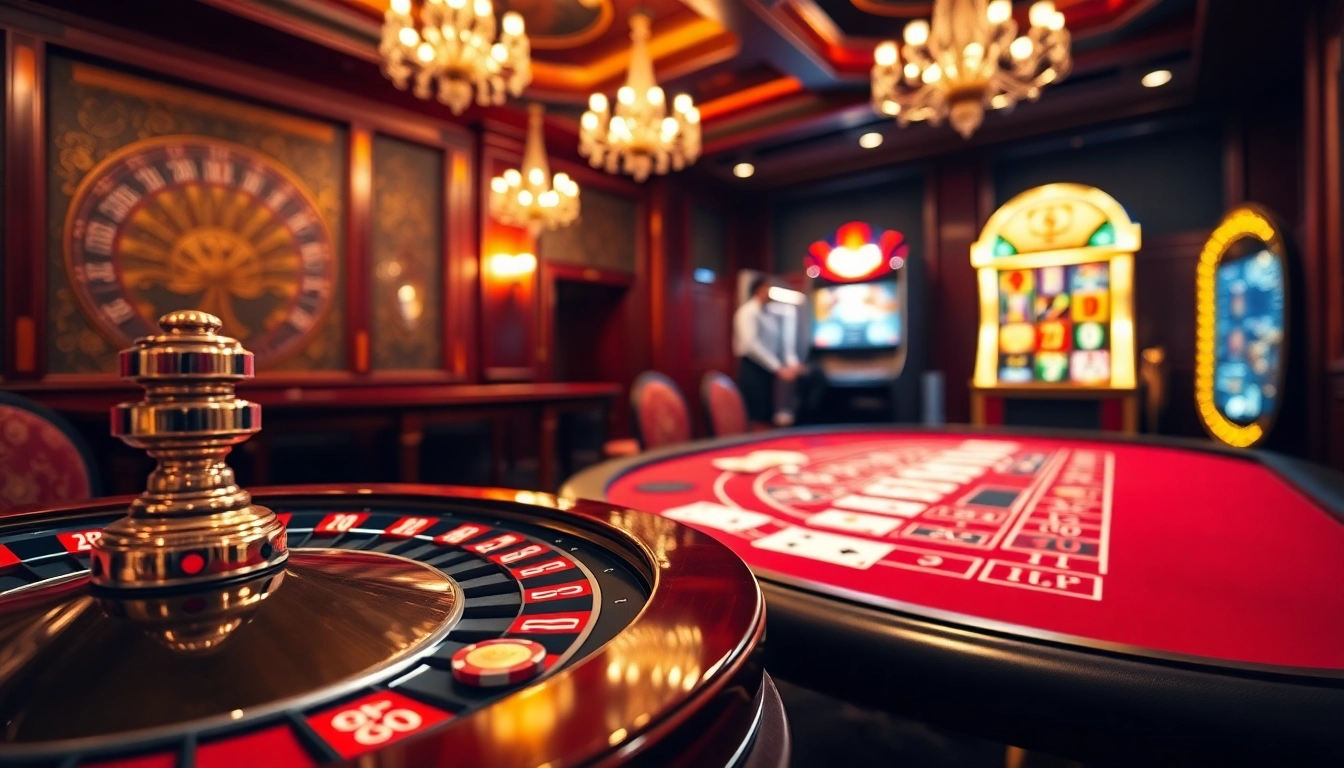 Vivez une expérience de jeu palpitante dans un casino en ligne de luxe avec des tables de roulette et de blackjack.