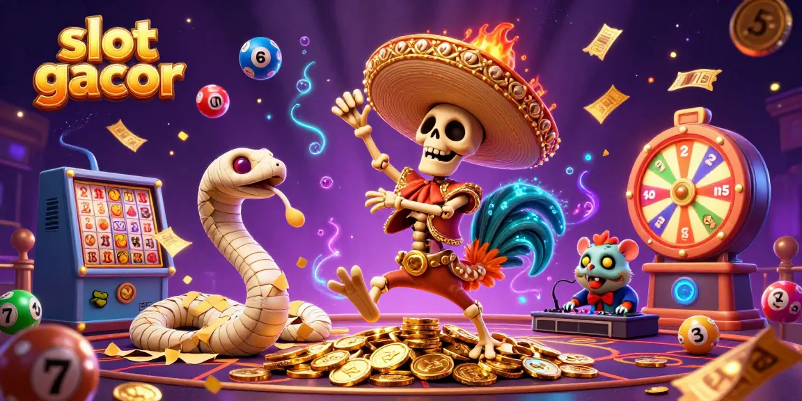 Experience thrilling slot gacor action with colorful reels and lively characters in an engaging casino scene.