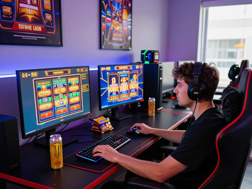 Engaging gaming setup showcasing vegasslot77's vibrant slot games experience
