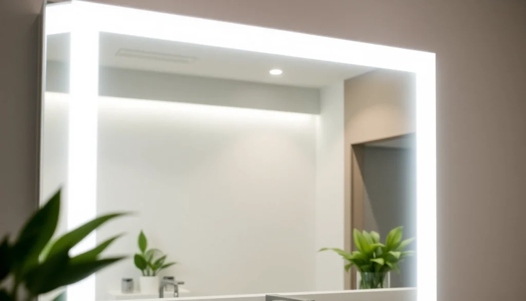 Spiegelschrank led mit modernem Design und sanfter Beleuchtung in einem stilvollen Badezimmer.