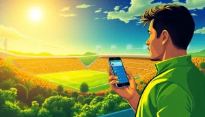 Highlight thrilling betting experience with best sportsbooks Brazil in a lively Brazilian stadium environment.