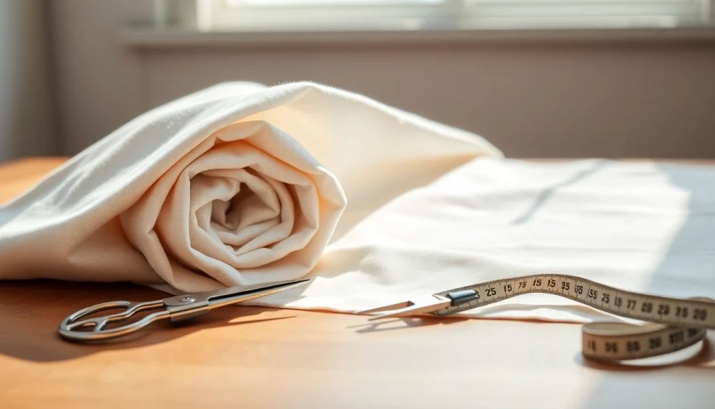 Katoen stof met zachte textuur en aantrekkelijke kleuren op een houten tafel.