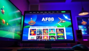 Engaging AF88 online casino interface showcasing games and features.