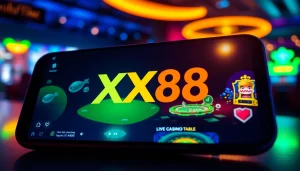 Engaging digital betting scene featuring the XX88 logo and popular games.