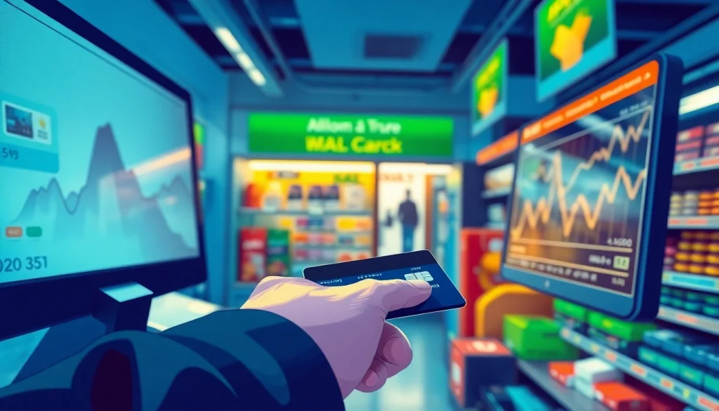 카드깡을 통해 불법적인 거래를 하는 장면을 잘 나타낸 일러스트