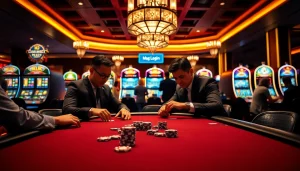 Experience the thrill of gambling with Mag Login on a vibrant poker table in a luxurious casino.