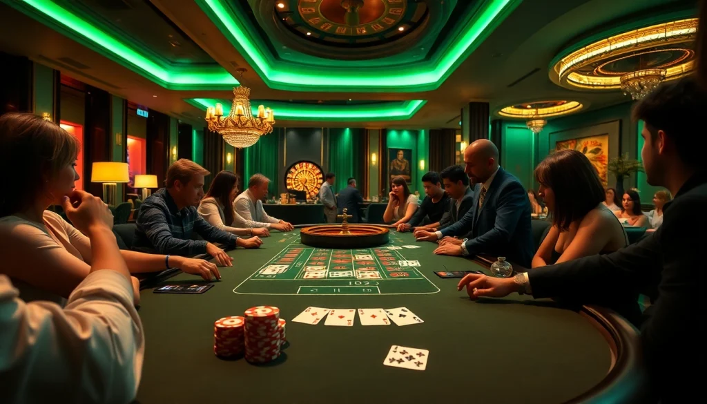 The exciting atmosphere of gambling at https://marvelbet.site/ features an elegant poker table with vibrant chips and professional players.
