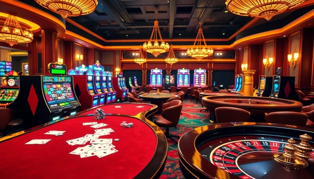 Experience the excitement of 12bet with vibrant casino tables and colorful slot machines.