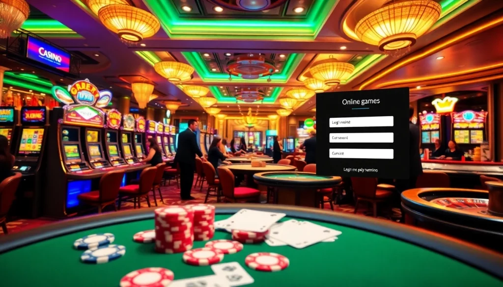 Login to access thrilling casino games and vibrant gambling experiences.