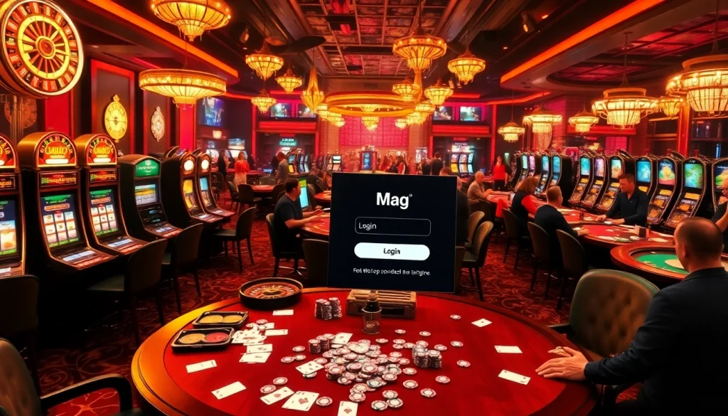 Experience excitement at the casino with the Mag Login interface amid intense gameplay.
