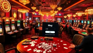 Experience excitement at the casino with the Mag Login interface amid intense gameplay.