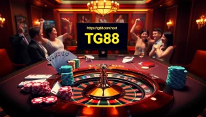The vibrant excitement of gambling at https://tg88com.host/ with casino tables and winning moments.