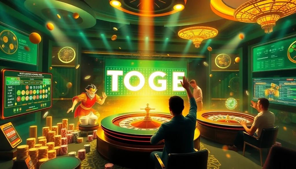 Pemain Togel Sumo yang terlibat dalam perjudian online dengan elemen kasino yang berwarna-warni.