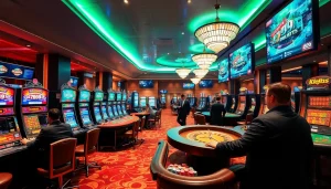 Exciting gaming scene at khela88 casino with players enjoying poker and slots.