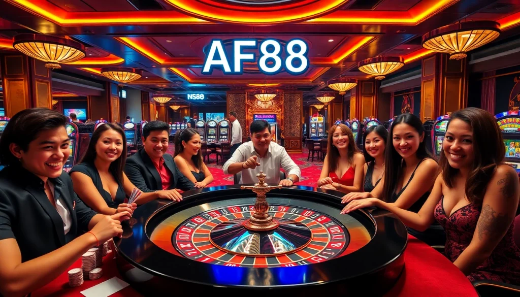 Experience the excitement of gambling with AF88 at a vibrant casino table.