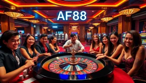 Experience the excitement of gambling with AF88 at a vibrant casino table.