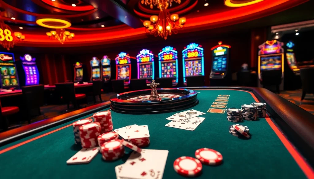 Experience the thrill of new 88 at an elegant casino table with poker chips and a roulette wheel.
