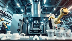 Electric injection molding machine showcasing precision and efficiency in modern manufacturing.