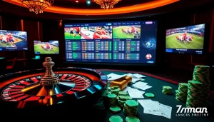Immerse in the thrilling atmosphere of 7mcn sports betting with vibrant tables and real-time odds.
