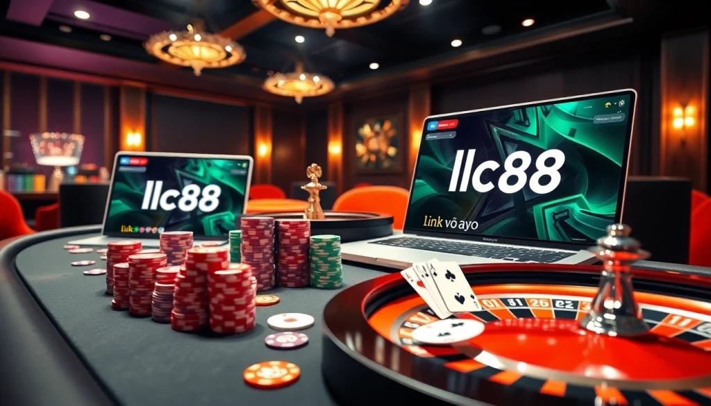 Experience the thrill of casino gaming with link vào lc88, featuring a poker table and immersive online interfaces.