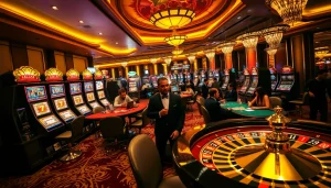 Top 10 Nhà Cái Uy Tín displayed in a vibrant casino setting with engaging players and gaming action.