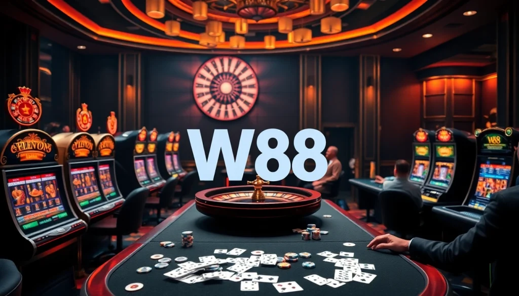 Experience the excitement of online gambling at W88 link with vibrant casino visuals.