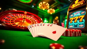 Exciting gaming scene featuring idn slot machines and table games in a luxurious casino environment.