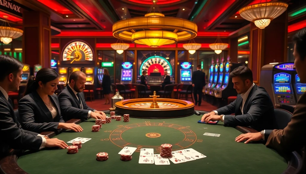 The hidden wiki 2 showcases a luxurious casino atmosphere with poker tables, exciting roulette wheels, and vibrant slot machines.