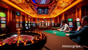 Engaging gamblers at https://mmoo.gripe/ playing poker at a vibrant casino table with chips and excitement.