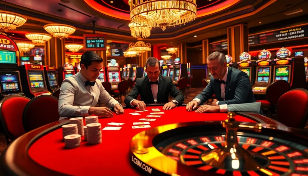 Experience high-stakes poker excitement at LC88M COM casino with luxury decor and action.