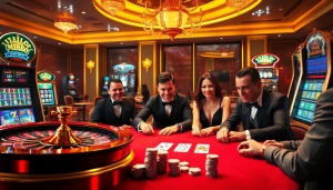 Experience the excitement of Hi88 with an engaging casino scene filled with poker chips and roulette wheels.