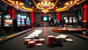 Secure your Login at an elegant casino poker table filled with vibrant chips and cards.
