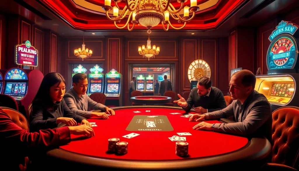 Intensely playing poker at an upscale casino table, capturing the excitement of xx88 gambling.