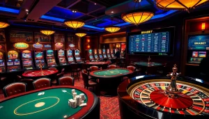 Players enjoying vibrant casino games at BRABET with an elegant ambiance and engaging atmosphere.