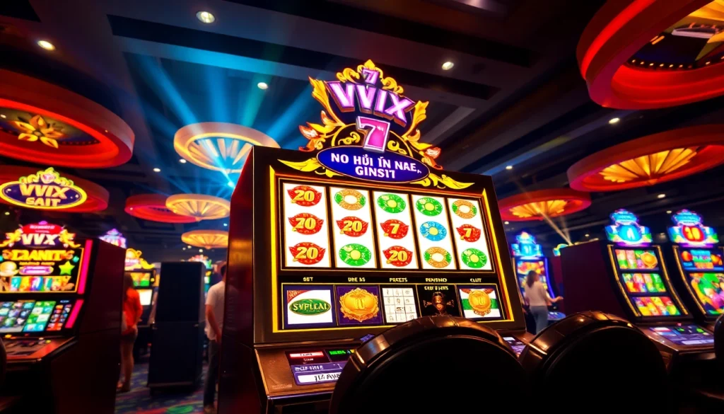 Experience thrilling nổ hũ vmax action at this colorful casino slot machine.