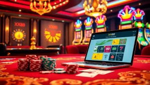 Players winning at the XX88 casino table with elegant poker chips and online gaming interface.