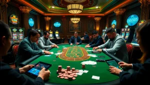 The vibrant gambling scene featuring the hidden wiki official concept, highlighting a tense poker game.