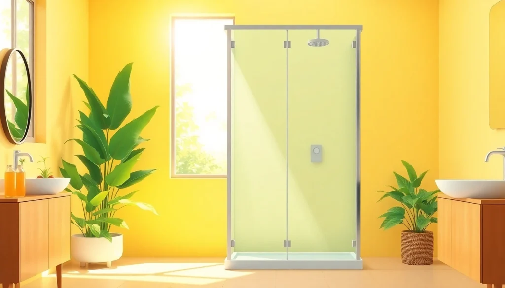 Experience the modern elegance of the sunny shower USA in a bright and inviting bathroom setting.