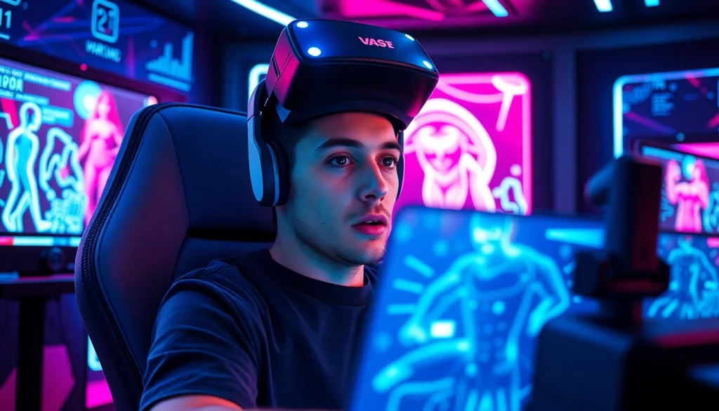 AI-generated porn games immersive virtual reality experience with vibrant displays and engaging gameplay.