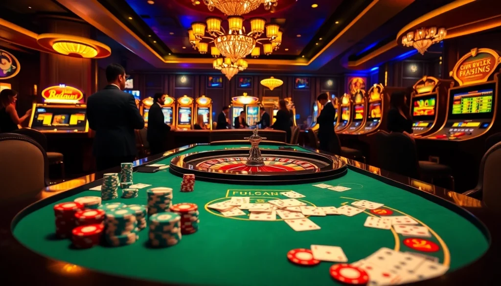 Engage with https://kjc.uk.com/ by playing poker at an upscale casino table with vibrant chips and cards.