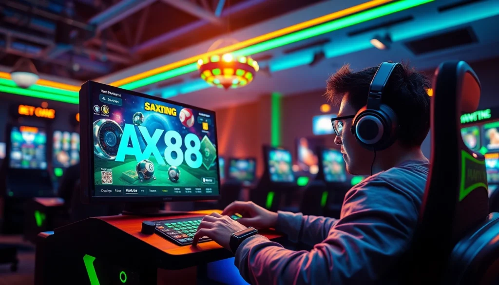 Người chơi năng động tham gia trò chơi AX88 trên một thiết bị thanh lịch