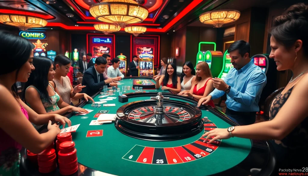 Engage in thrilling roulette action at nova88, surrounded by vibrant casino excitement.