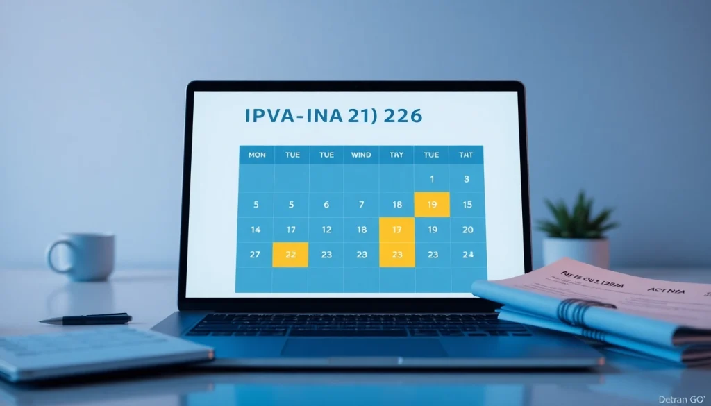 Calendar for IPVA GO 2026 highlighting key dates by Detran GO
