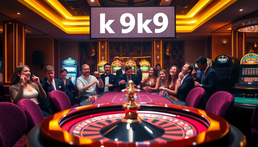 Experience the thrill of k9k9 in a luxurious casino with vibrant tables and exciting atmosphere.