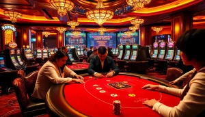 Register now for immersive casino experiences with vibrant gaming scenes filled with excitement.