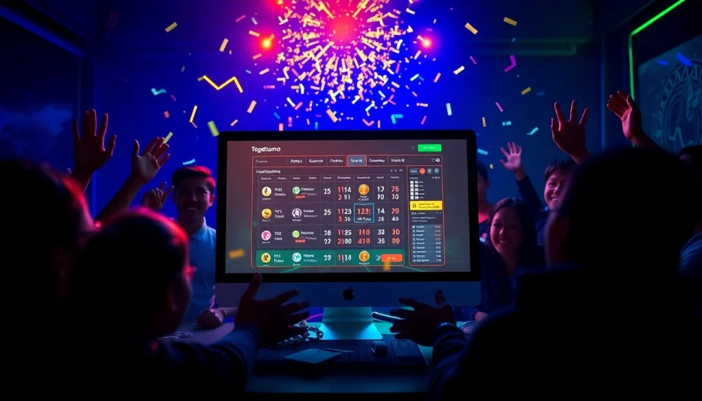 Adegan permainan Togelsumo online yang menampilkan warna-warna cerah dan suasana yang penuh semangat.